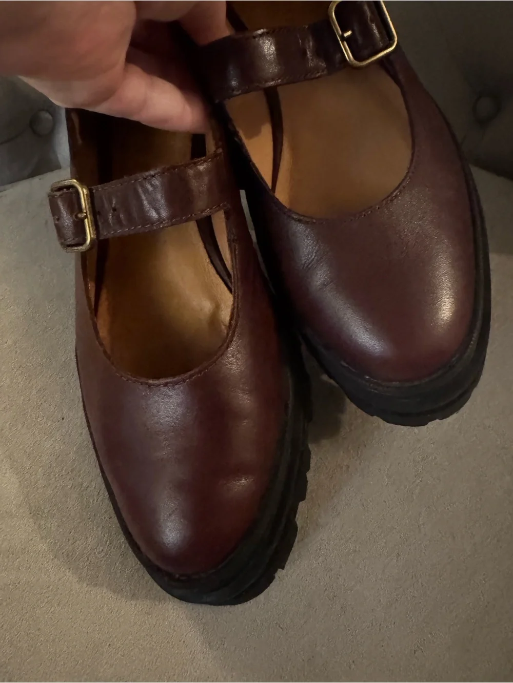 Madewell Burgundy Mary Jane Platform Loafers - Picture 4 of 5